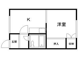 マンションAホワイト・ホース 1DKの間取図画像