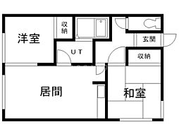 ハウスU 2DKの間取図画像