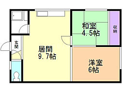 豊岡三・三コーポ 2DKの間取図画像