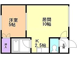 カサグレースB 1LDKの間取図画像