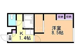 レオパレスたいせつ 1Kの間取図画像