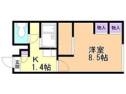 レオパレスシャローム 1Kの間取図画像