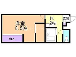 レオパレススズキ 1Kの間取図画像