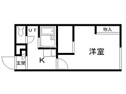 レオパレスシャローム 1Kの間取図画像