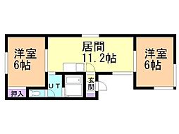 ビューフラット67A 2LDKの間取図画像