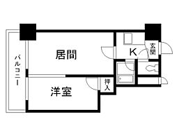 サンライズコスモ 1LDKの間取図画像