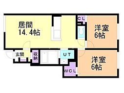 ティグレ 2LDKの間取図画像
