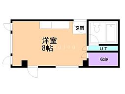 カシハラハイツ ワンルームの間取図画像