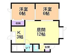 サンハイツ 2LDKの間取図画像