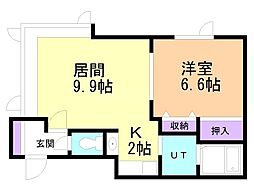 パール永山112B 1LDKの間取図画像