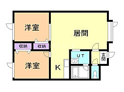 けいコーポ 2LDKの間取図画像