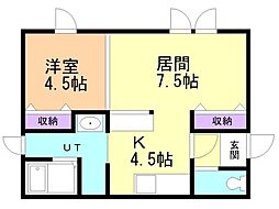 花さか荘 1LDKの間取図画像