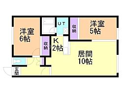 ハイツクレイン 2LDKの間取図画像