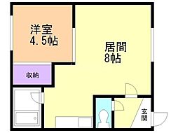 ハイツエルムA棟 1LDKの間取図画像