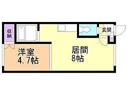 ウエストA 1LDKの間取図画像