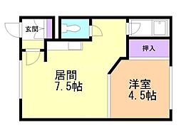 リッチハウス22 1DKの間取図画像