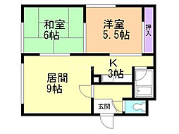 工藤マンション 2LDKの間取図画像