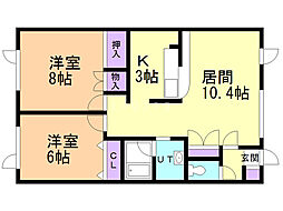 シャトル5・8 2LDKの間取図画像