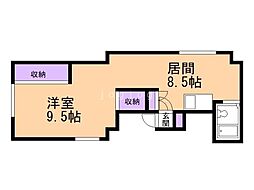 マーブルコート 1DKの間取図画像