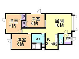 アルスハイデンス2 3LDKの間取図画像