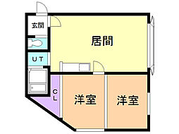 ハンドレットヴィレッジC 2LDKの間取図画像