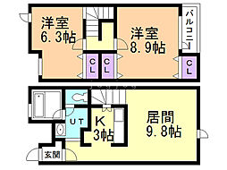 MAISON北彩都 2LDKの間取図画像