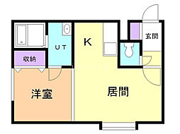 リチネス東光 1LDKの間取図画像