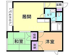 プルメリア2・1 2LDKの間取図画像