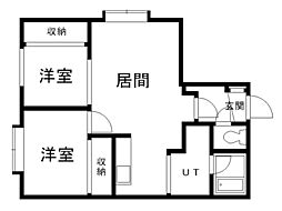 ロンシャン豊岡 2DKの間取図画像