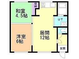 日の出マンション 2LDKの間取図画像