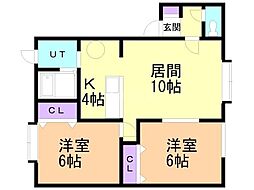 バイオレットB 2LDKの間取図画像