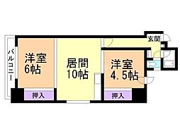 セカンドラシアール2条通 2LDKの間取図画像