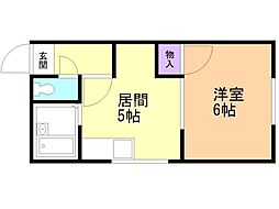 ボナール川端 1DKの間取図画像