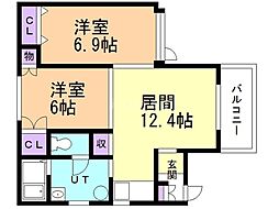 ポラリス 2LDKの間取図画像