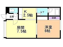 麒麟舘 1LDKの間取図画像