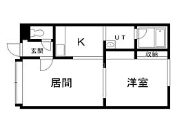 麒麟舘 1LDKの間取図画像