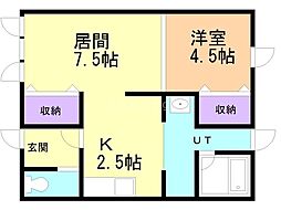 花さか荘 1LDKの間取図画像