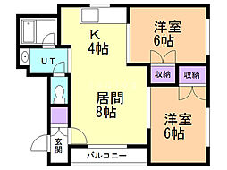 ドリームハイツ 2LDKの間取図画像