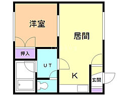 グランデ忠和A 1DKの間取図画像