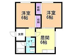 ポパイの家 2DKの間取図画像