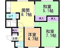 忠和マンション 3DKの間取図画像