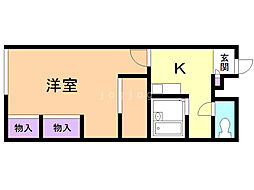 レオパレス明日可 1Kの間取図画像