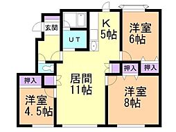 アルシオン 3LDKの間取図画像