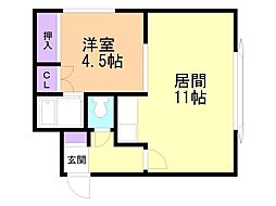 アルメリア 1LDKの間取図画像