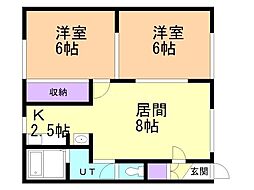 トヨオカ4-7オリーブハウス 2LDKの間取図画像