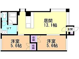 石川ハイツA 2LDKの間取図画像