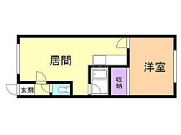パールハウスYM 1DKの間取図画像