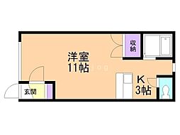 クレア 1Kの間取図画像