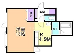 プレキャトラン2 1Kの間取図画像