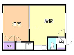コシ第2コーポラス 1DKの間取図画像